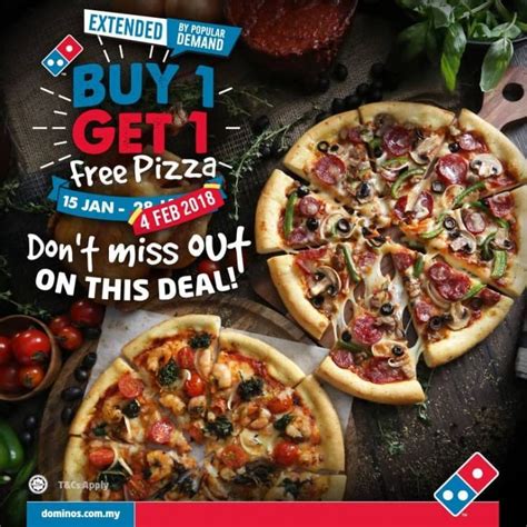 This code offers you 2 large pizzas for only rm50. Domino's Buy Get 1 FREE Pizza Promotion - Extended ...