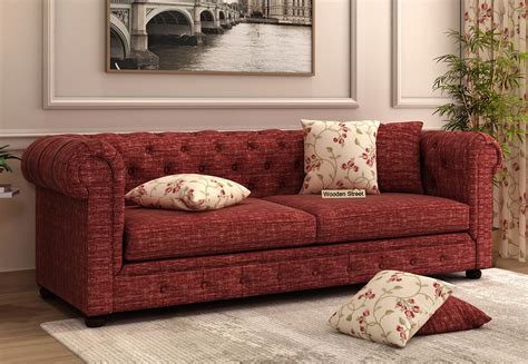 When it comes to sofa materials, the biggest debate is always between fabric vs. Buy Henry 3 Seater Sofa (Cotton, Red Siberia) Online in ...