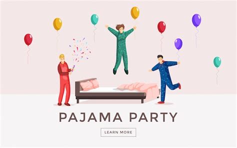 Premium Vector Pajama Party Web Template Overnight Stay Landing Page