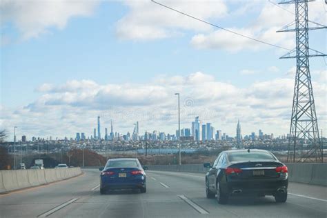 A View Of New York City Skyline From Highway I 95 Interstate 95 Is A