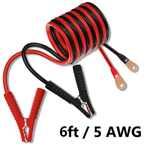 Power Cable 5 Gauge Awg Battery Cables 6 Ft 18m Solar Inverter Alligator Clamp Ebay