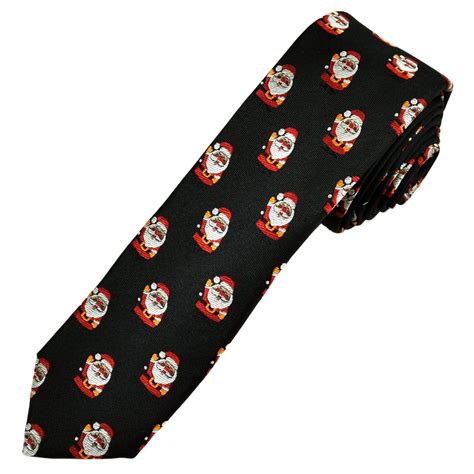 Santa Claus Black Luxury Silk Men S Skinny Christmas Tie From Ties