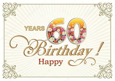 Tarjeta De Felicitación De Cumpleaños 60 Años — Vector De Stock © Seriga 105074192