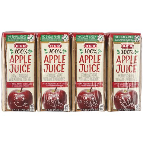 H E B Select Ingredients 100 Apple Juice 675 Oz Boxes Shop Juice At