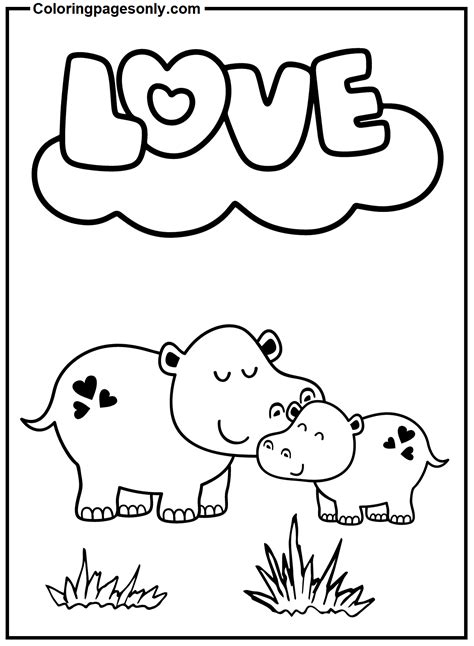 Mother And Baby Hippo Coloring Page Free Printable Coloring Pages