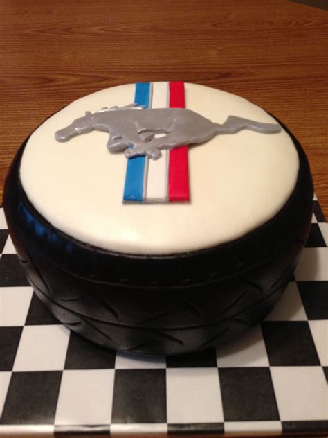 Mustang Birthday Cake Topped With Gum Paste Mustang Logo And Fondant