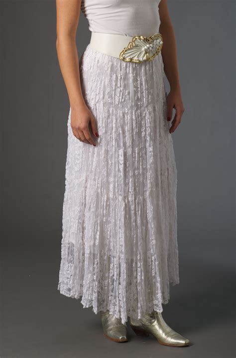 Dress In Style White Lace Tiered Broomstick Long Skirt Ann N Eve