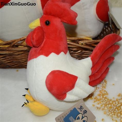 New Arrival About 25x26cm Redandwhite Cock Plush Toy Lovely Chicken Soft Doll Birthday T S0083
