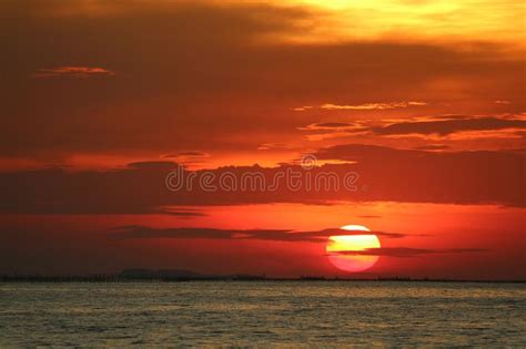 Sunset In The Over Sea On Horizon Stock Image Image Of Aviv