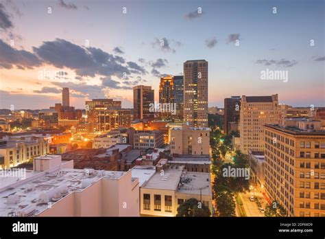 Birmingham Alabama Usa Downtown City Skyline At Twilight Stock Photo