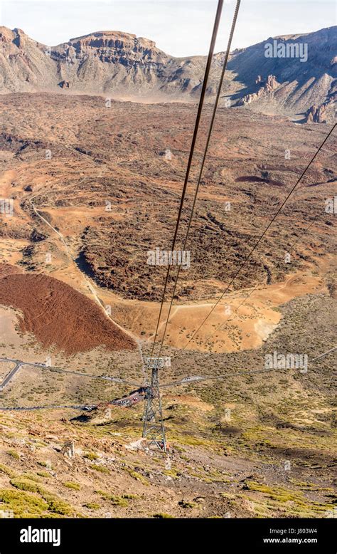 View Inside Mount Teide Volcano Crater From Cable Car Stock Photo Alamy