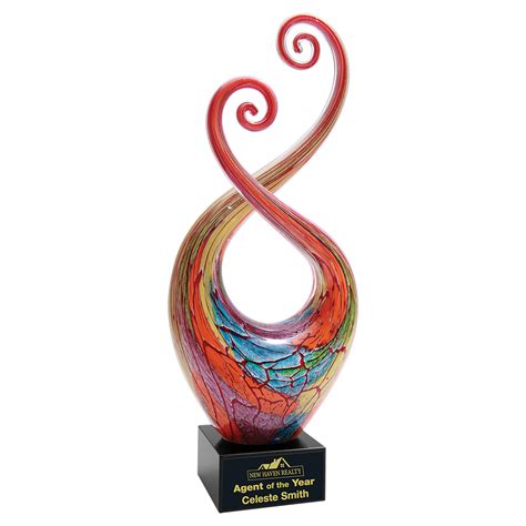 Twist Art Glass Sculpture Hand Blown Glass Blown Glass Sculpture Corporate Glass Award