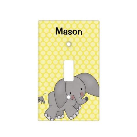 Personalized Elephant Yellow Polka Dot Kids Light Switch Cover Zazzle
