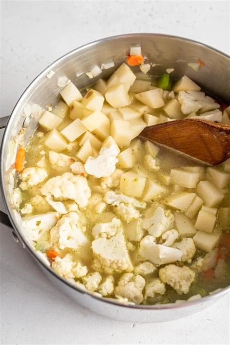 Cauliflower Potato Soup With Peas Running On Real Food