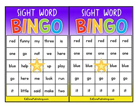 Editable Sight Word Bingo Game Pack Edzonepub