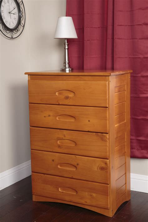 Solid Pine Five Drawer Chest In Honey American Furniture Classics