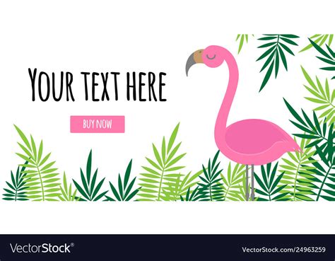 Tropical Leaves And Pink Flamingo Frame Banner Vector Image