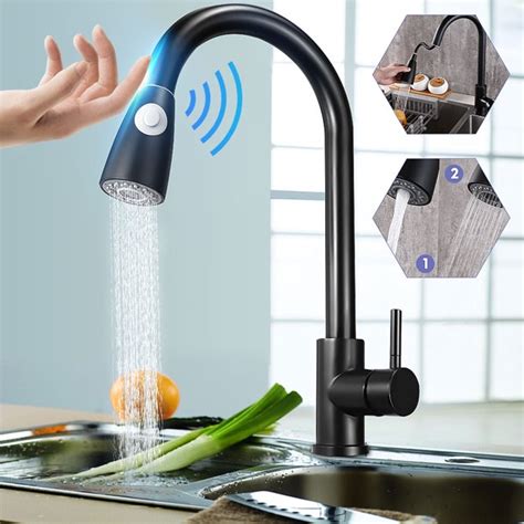 S Morebuy Touch On Kitchen Faucets With Pull Out Sprayer Single Handle