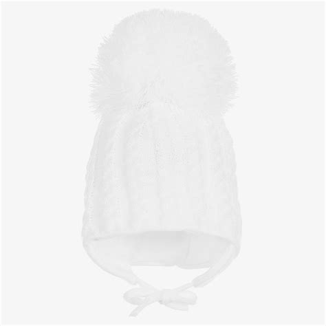Sätila Of Sweden White Knitted Large Pom Pom Hat Childrensalon