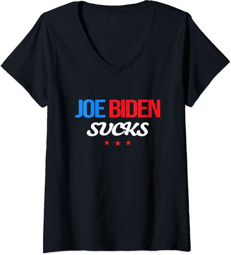 Womens Joe Biden Sucks Funny Anti Joe Biden V Neck T Shirt