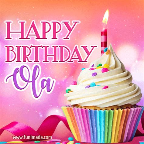 Go ahead and pick up the ideal virtual birthday gift from our collection of fun and unique birthday ecards and send them across with your personalized message. Happy Birthday Ola - Lovely Animated GIF — Download on ...