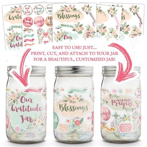 count your blessings gratitude jar printable kit {18 pages} gratitude jar blessings jar