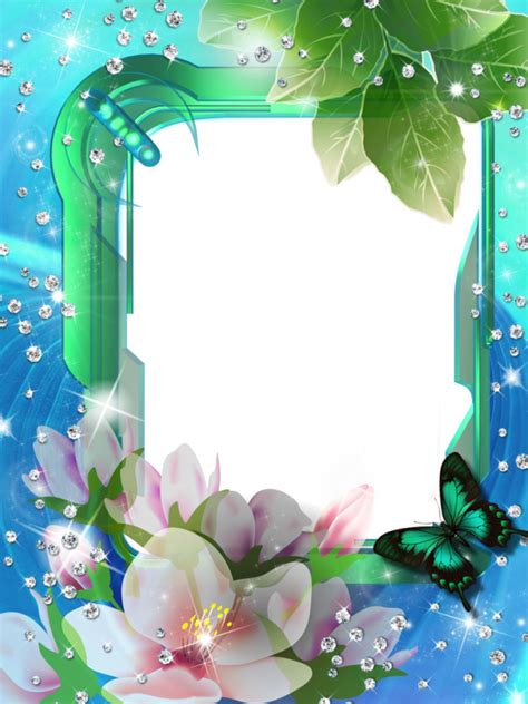 Blue Green Transparent Png Photo Frame With Flowers Gallery