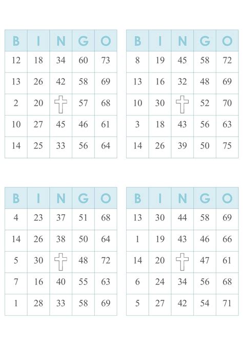 Printable Bingo Cards 4 Per Page Printable Bingo Cards