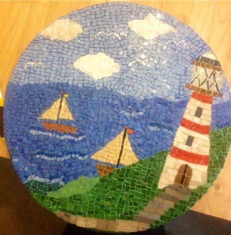 My Lighthouse Mosaic Themeusing Coloured Grout Mosaic Art Mosaic