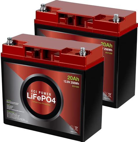 2 Pack Eci Power 12v 20ah Lithium Lifepo4 Deep Cycle Rechargeable