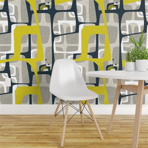 Peel And Stick Removable Wallpaper Window Yellow Mid Century Modern