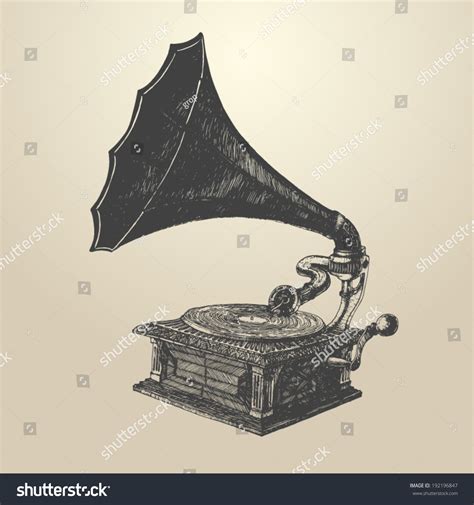 Phonograph Vintage Engraved Illustration Retro Style Stock Vector