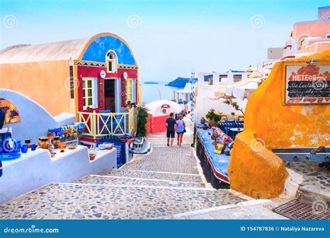 Oia Street Santorini Island In Greece Editorial Photo Image Of