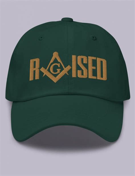 Raised Masonic Hat 2 Front And Back Old Gold Embroidery Masonic Vibe