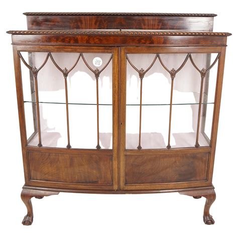 Large Ant Walnut Bow Front Display Cabinet China Cabinet Scotland