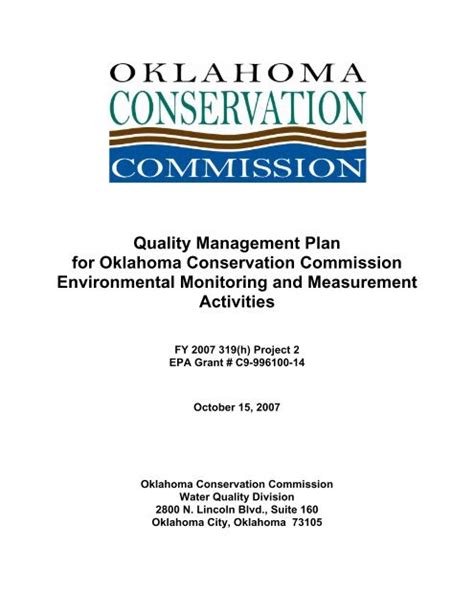 Quality Management Plan For Oklahoma Conservation Commission