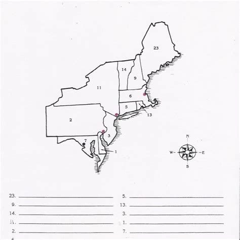Northeast States Blank Map Printable
