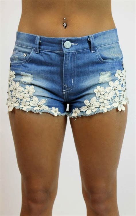 Crochet Lace Denim Shorts En Creme Lace Denim Shorts Denim Shorts Crochet Lace