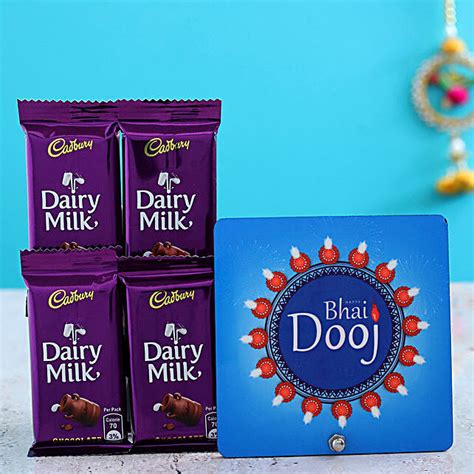 Buy Send Bhai Dooj Table Top And Dairy Milk Chocolates Combo Online FNP