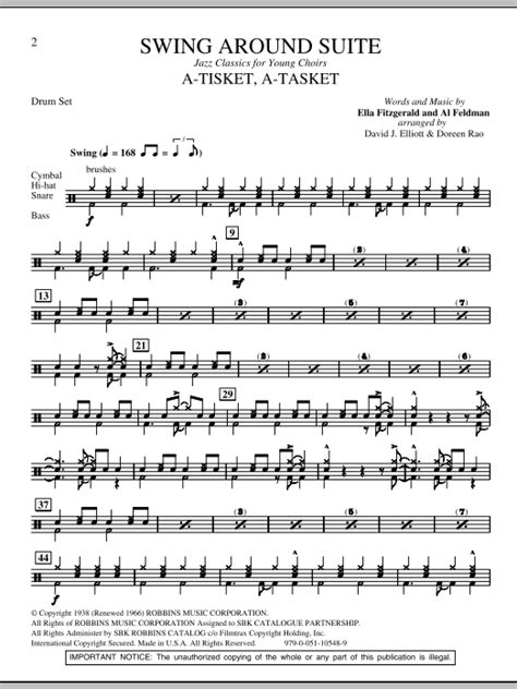 The widest selection of swing sheet music, songbooks, music books and digital downloads. Swing Around Suite - Drum Set Sheet Music | David Elliott | Choir Instrumental Pak
