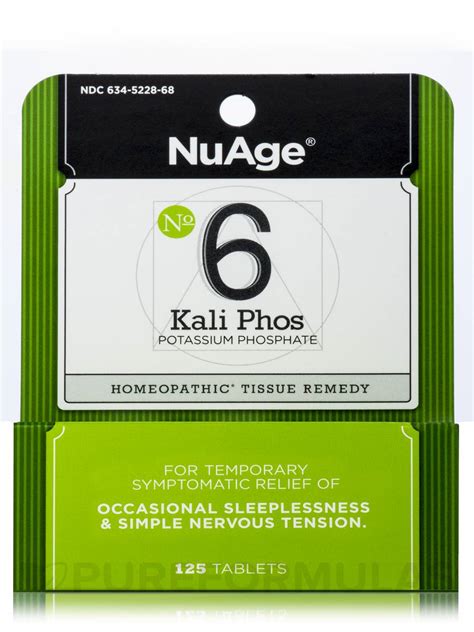 Through these means, kali phos offers our focus is on natural active ingredients, without risk. Kali Phosphoricum 6X - 125 Tablets