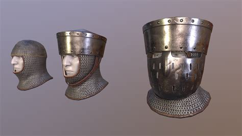 13th Century Helmets And Mail Coif 3d Model By Weren B81d0f9