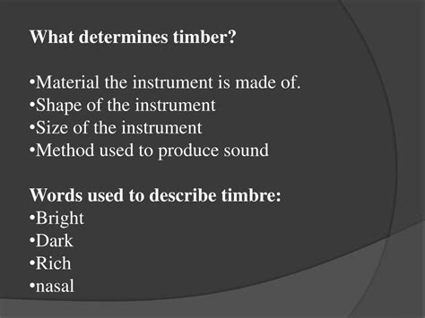 Ppt Timbre And Musical Instrument Families Powerpoint Presentation