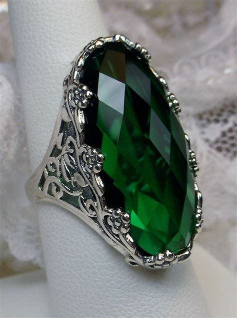 Emerald Ring Solid Sterling Silver Big Oval Cut 15ct Etsy