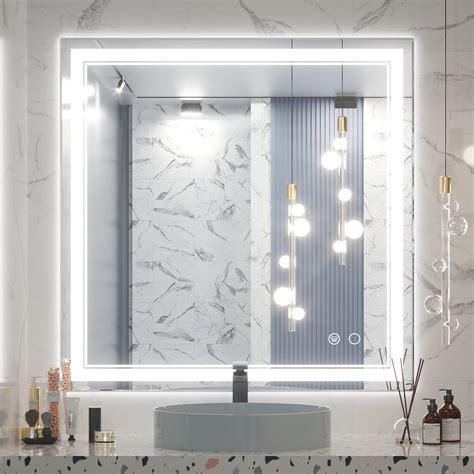 Keonjinn 36 X 36 Inch Led Bathroom Mirror Led Vanity Mirror With