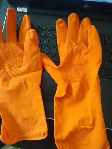 Victor Orange House Hold Rubber Hand Gloves For Industrial Use Size