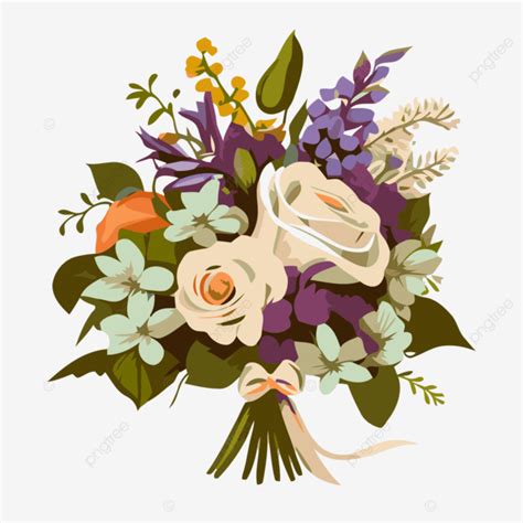 Wedding Bouquet Sticker Clipart Flowers Bouquet Vector Illustration