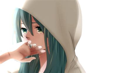 Hoodie Headphones Depressed Anime Girl