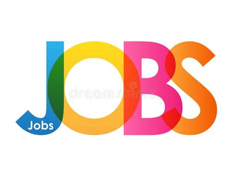Jobs Colorful Overlapping Letters Vector Banner Stock Illustration