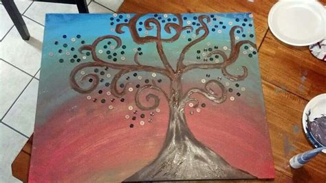 Acrylic Paint And Buttons On Canvas Button Canvas Art Projects